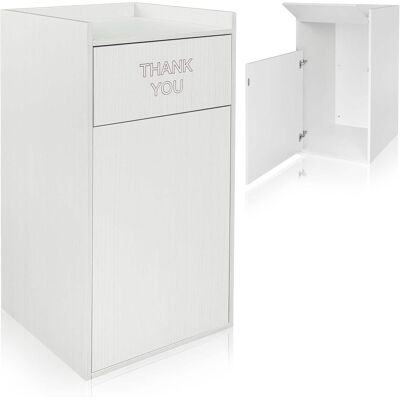 Alpine Industries - 40 Gallon Wood Food Tray Top Trash Can Receptacle Enclosure - White Alpine Industries - 40 Gallon Wood Food Tray Top Trash Can Receptacle Enclosure - White