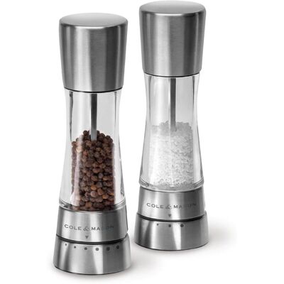 Cole & Mason - Derwent Grinder Set - Precision Mechanisms Sea Salt,Peppercorns - Derwent Salt and Pepper - Stainless Steel Cole & Mason - Derwent Grinder Set - Precision Mechanisms Sea Salt,Peppercorns - Derwent Salt and Pepper - Stainless Steel