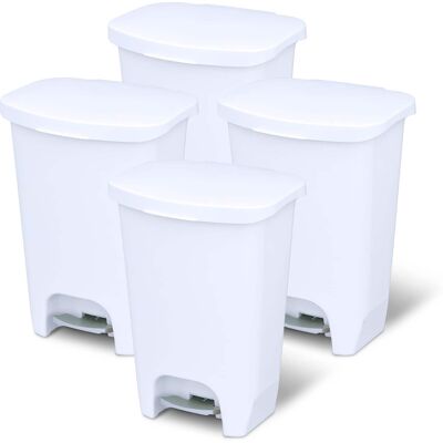 Glad - Kitchen Trash Can with Lid and Garbage Bag Rings, 13 Gal, 4 Pack - White Glad - Kitchen Trash Can with Lid and Garbage Bag Rings, 13 Gal, 4 Pack - White