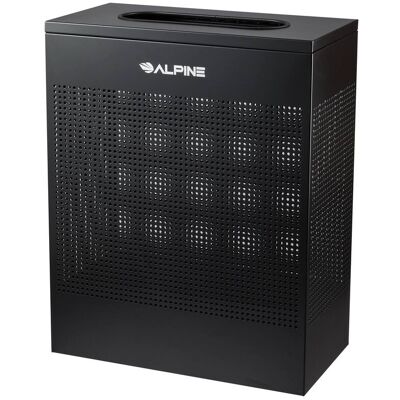 Alpine Industries - 23 Gallon Stainless Steel Square Perforated Indoor Trash Can - Black Alpine Industries - 23 Gallon Stainless Steel Square Perforated Indoor Trash Can - Black
