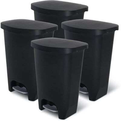Glad - Kitchen Trash Can with Lid and Garbage Bag Rings, 13 Gal, 4 Pack - Black Glad - Kitchen Trash Can with Lid and Garbage Bag Rings, 13 Gal, 4 Pack - Black