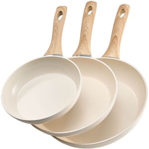 VEVOR - Aluminum Frying Pan Set, Nonstick Ceramic Skillets, 3 Sizes (8, 9.5, 11 in), Durable Cookware - Light Apricot VEVOR - Aluminum Frying Pan Set, Nonstick Ceramic Skillets, 3 Sizes (8, 9.5, 11 in), Durable Cookware - Light Apricot