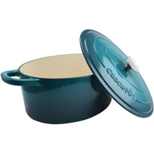 Crockpot - Crock Pot Artisan 7 Quart Enameled Cast Iron Oval Dutch Oven Ombre - Teal Crockpot - Crock Pot Artisan 7 Quart Enameled Cast Iron Oval Dutch Oven Ombre - Teal