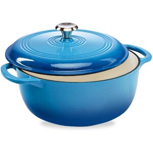 Best Choice Products - 6 Quart Cast-Iron Dutch Oven, Heavy-Duty Kitchenware w/ Enamel, Side Handles - Blue Best Choice Products - 6 Quart Cast-Iron Dutch Oven, Heavy-Duty Kitchenware w/ Enamel, Side Handles - Blue