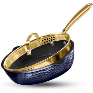 Granitestone - Charleston Collection Hammered 4 Qt Deep Saute Nonstick Pan with Lid - Navy Granitestone - Charleston Collection Hammered 4 Qt Deep Saute Nonstick Pan with Lid - Navy