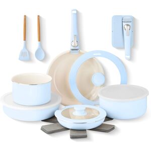 Gotham Steel - Nonstick Pots and Pans 18 Piece Ceramic Induction Cookware Kitchen Set Detachable Handles Frying Skillet - Blue Gotham Steel - Nonstick Pots and Pans 18 Piece Ceramic Induction Cookware Kitchen Set Detachable Handles Frying Skillet - Blue