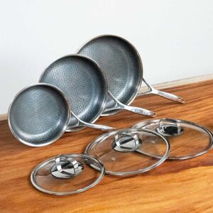 Livwell - DiamondClad™ 6pc Hybrid Nonstick Stainless Steel Frying Pan Set, Dishwasher Safe, PFOA-free – - Silver/Black Livwell - DiamondClad™ 6pc Hybrid Nonstick Stainless Steel Frying Pan Set, Dishwasher Safe, PFOA-free – - Silver/Black