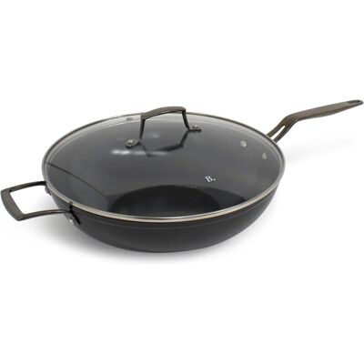 BLU - Blu. Cookware 12.6” Wok with Lid, Durable Non-Stick Stir Fry Pan - Black BLU - Blu. Cookware 12.6” Wok with Lid, Durable Non-Stick Stir Fry Pan - Black