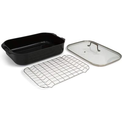 BLU - Blu. Cookware Roasting Pan with Lid and Roasting Rack, Non-Toxic - Black BLU - Blu. Cookware Roasting Pan with Lid and Roasting Rack, Non-Toxic - Black