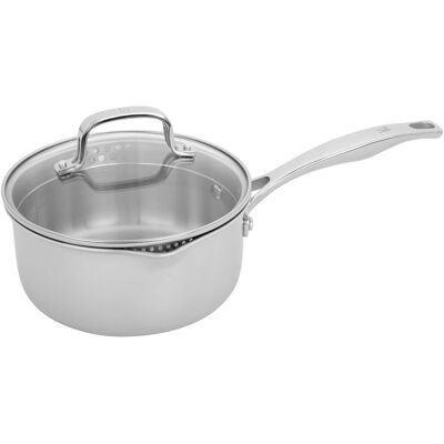 Henckels - Clad H3 2-qt Saucepan with Lid - Stainless Steel Henckels - Clad H3 2-qt Saucepan with Lid - Stainless Steel