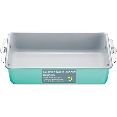 Bakken- Swiss - Ceramic Nonstick Roaster Pan – Aluminized Steel, PFOA & PFAS Free, Non-Toxic, Heavy-Duty Bakeware - Teal Bakken- Swiss - Ceramic Nonstick Roaster Pan – Aluminized Steel, PFOA & PFAS Free, Non-Toxic, Heavy-Duty Bakeware - Teal