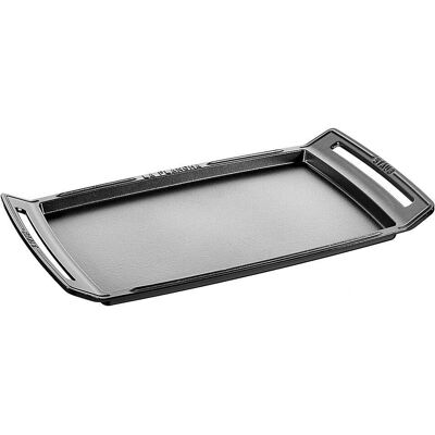 Staub - Cast Iron 18.5 x 9.8-inch Plancha/Double Burner Griddle - Gray Staub - Cast Iron 18.5 x 9.8-inch Plancha/Double Burner Griddle - Gray