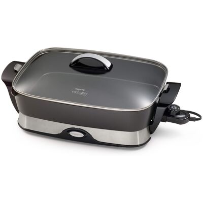 Presto - Electric Foldaway Nonstick Skillet with Tempered Glass Lid, 16" - Black Presto - Electric Foldaway Nonstick Skillet with Tempered Glass Lid, 16" - Black