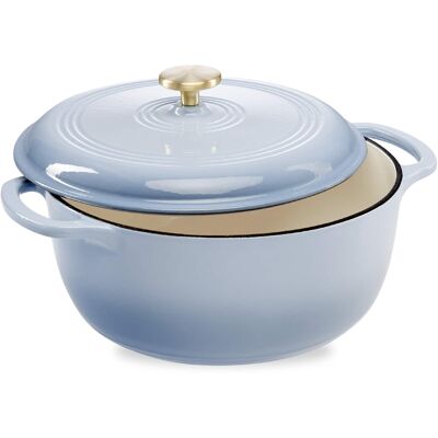 Best Choice Products - 6 Quart Enamel Cast-Iron Dutch Oven, Heavy-Duty Cookware w/ Dual Handles, Lid - Cornflower Blue Best Choice Products - 6 Quart Enamel Cast-Iron Dutch Oven, Heavy-Duty Cookware w/ Dual Handles, Lid - Cornflower Blue