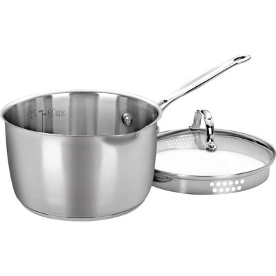 Cuisinart - Chef's Classic Stainless 3-Qt Cook and Pour Saucepan with Cover 7193-20P - Stainless Steel Cuisinart - Chef's Classic Stainless 3-Qt Cook and Pour Saucepan with Cover 7193-20P - Stainless Steel