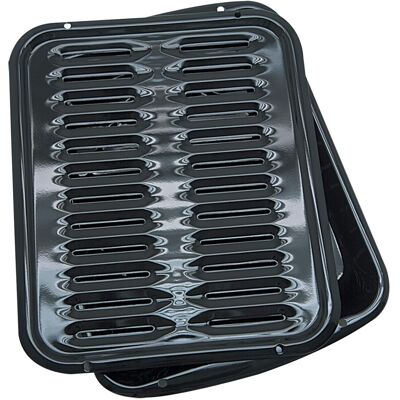Range Kleen - BP102X 2 Piece 16 x 12.75 Inch Air Fry, Bake and Broiler Pan - Black Range Kleen - BP102X 2 Piece 16 x 12.75 Inch Air Fry, Bake and Broiler Pan - Black