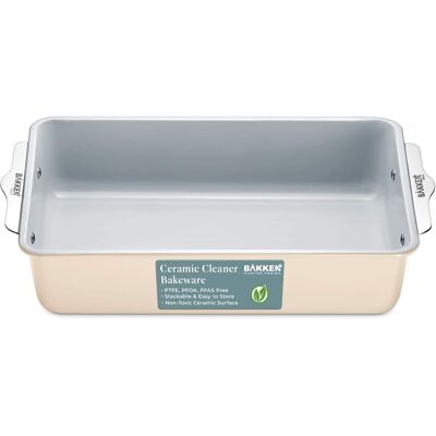 Bakken- Swiss - Ceramic Nonstick Roaster Pan – Aluminized Steel, PFOA & PFAS Free, Non-Toxic, Heavy-Duty Bakeware - Cream Bakken- Swiss - Ceramic Nonstick Roaster Pan – Aluminized Steel, PFOA & PFAS Free, Non-Toxic, Heavy-Duty Bakeware - Cream