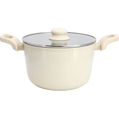 Gibson - Home Barnsdall 5 Quart Ceramic Nonstick Aluminum Stock Pot with Lid - Cream Gibson - Home Barnsdall 5 Quart Ceramic Nonstick Aluminum Stock Pot with Lid - Cream