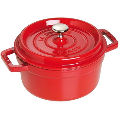 Staub - Cast Iron Round Cocotte, Dutch Oven, 2.75-quart, serves 2-3, Made in France - Cherry Staub - Cast Iron Round Cocotte, Dutch Oven, 2.75-quart, serves 2-3, Made in France - Cherry