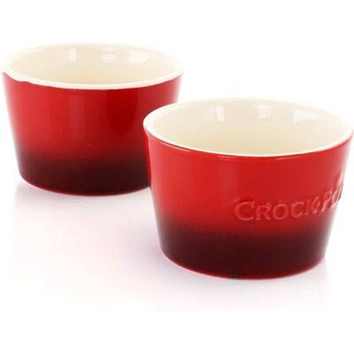 Crockpot - Crock Pot Artisan 2 Piece 8 Ounce Stoneware Ramekin Set - Red Crockpot - Crock Pot Artisan 2 Piece 8 Ounce Stoneware Ramekin Set - Red