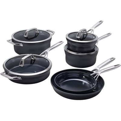 ZWILLING - Motion Ceramic Hard Anodized 10-pc Aluminum Nonstick Cookware Set - Black ZWILLING - Motion Ceramic Hard Anodized 10-pc Aluminum Nonstick Cookware Set - Black