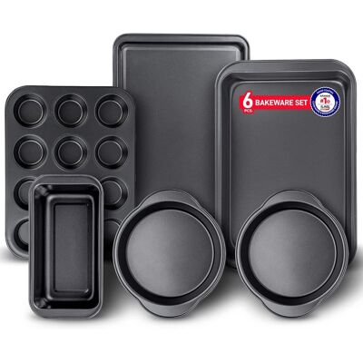 Bakken- Swiss - Bakken 6-Piece Baking Set – Deluxe Nonstick Carbon Steel Bakeware, Coating, PFOA PFOS PTFE Free - Black Bakken- Swiss - Bakken 6-Piece Baking Set – Deluxe Nonstick Carbon Steel Bakeware, Coating, PFOA PFOS PTFE Free - Black