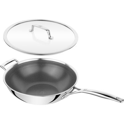 ZWILLING - Peak 12-inch Ceramic Nonstick Dual Performance Wok with Lid - Stainless Steel ZWILLING - Peak 12-inch Ceramic Nonstick Dual Performance Wok with Lid - Stainless Steel
