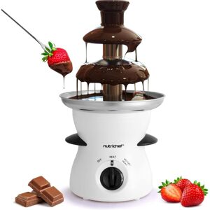 NutriChef - 3-Tier Chocolate Fondue Fountain, Electric Stainless Steel, for Chocolate, Butter, Cheese, & Caramel (PKFNMK16) - White NutriChef - 3-Tier Chocolate Fondue Fountain, Electric Stainless Steel, for Chocolate, Butter, Cheese, & Caramel (PKFNMK16) - White