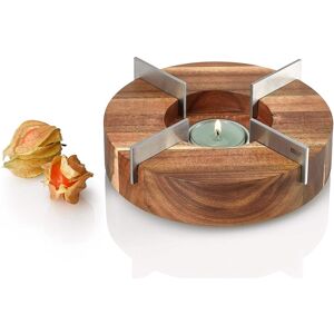 Ad Hoc - Tuto Decorative Teapot & Food Warmer – Portable Wood Base with Stainless Steel Plate for Small & Mid Teapots - Brown Ad Hoc - Tuto Decorative Teapot & Food Warmer – Portable Wood Base with Stainless Steel Plate for Small & Mid Teapots - Brown
