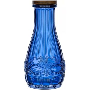Jay Import - Glass Carafe With Wood Lid 37.2 Oz - Blue Jay Import - Glass Carafe With Wood Lid 37.2 Oz - Blue