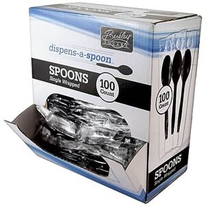 Berkley Square - Dispens-a-Spoon Plastic Tea Spoon, Medium-Weight, 100/Box - Black Berkley Square - Dispens-a-Spoon Plastic Tea Spoon, Medium-Weight, 100/Box - Black