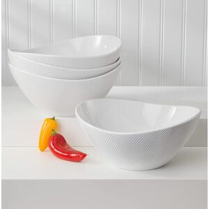 Euro Ceramica Home - Highlands Stoneware 40oz Nesting Serving Bowls ,Set of 4 - White Euro Ceramica Home - Highlands Stoneware 40oz Nesting Serving Bowls ,Set of 4 - White