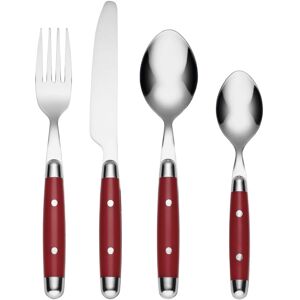 Dazzed Corner - Silverware Set, 16-Piece Flatware Set, Service for 4, 18/0 Stainless Steel, Dishwasher Safe - Red Dazzed Corner - Silverware Set, 16-Piece Flatware Set, Service for 4, 18/0 Stainless Steel, Dishwasher Safe - Red