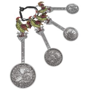 Ganz - Rooster Zinc Metal Measuring Spoons 4 Piece Set - Silver Ganz - Rooster Zinc Metal Measuring Spoons 4 Piece Set - Silver