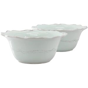 Modern Southern Home - Capri 2 Piece 10 Inch Scalloped Stoneware Serving Bowl Set in Egg - Blue Modern Southern Home - Capri 2 Piece 10 Inch Scalloped Stoneware Serving Bowl Set in Egg - Blue
