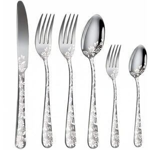Dazzed Corner - Silverware Set for 4, 20 Piece Stainless Steel Flatware Set - Silver Dazzed Corner - Silverware Set for 4, 20 Piece Stainless Steel Flatware Set - Silver