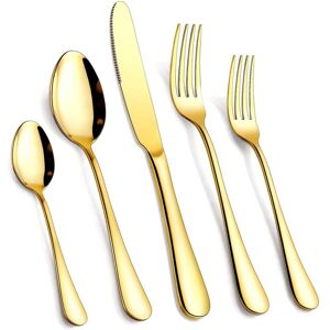 Dazzed Corner - Silverware Set Service for 8, 40-Piece Stainless Steel Flatware Set - Gold Dazzed Corner - Silverware Set Service for 8, 40-Piece Stainless Steel Flatware Set - Gold
