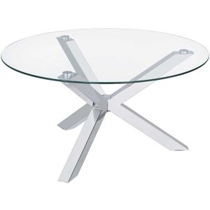 Coaster Co. of America - Kenzie Round Tempered Glass Top Cocktail Coffee Table - Chrome Coaster Co. of America - Kenzie Round Tempered Glass Top Cocktail Coffee Table - Chrome