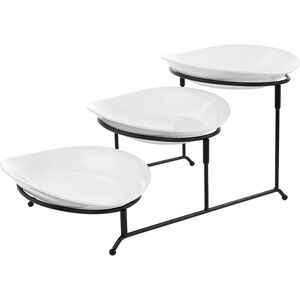 Elama - 3 Tier Oval Plate Porcelain Serveware Set - White Elama - 3 Tier Oval Plate Porcelain Serveware Set - White
