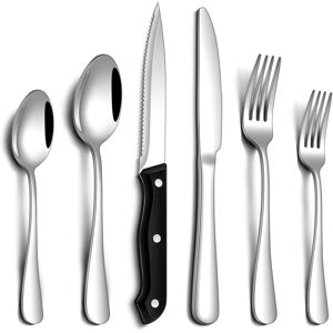Dazzed Corner - 24 Pcs Silverware Set,Stainless Steel Flatware Set for 4 - Silver Dazzed Corner - 24 Pcs Silverware Set,Stainless Steel Flatware Set for 4 - Silver