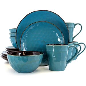 Elama - Sea Glass 16 Piece Luxurious Stoneware Dinnerware with Complete Setting for 4 - Blue Elama - Sea Glass 16 Piece Luxurious Stoneware Dinnerware with Complete Setting for 4 - Blue