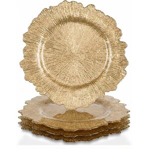 American Atelier - Reef Glass 13"D Charger Plate 4-Piece Set - Gold American Atelier - Reef Glass 13"D Charger Plate 4-Piece Set - Gold