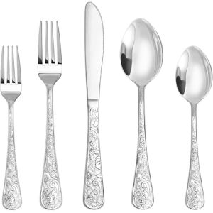 Dazzed Corner - Silverware Set,Stainless Steel 20 Pieces Flatware Set - Silver Dazzed Corner - Silverware Set,Stainless Steel 20 Pieces Flatware Set - Silver