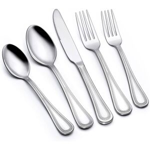 Dazzed Corner - 40 Piece Silverware Set for 8, Stainless Steel Flatware Set, Dishwasher Safe - Silver Dazzed Corner - 40 Piece Silverware Set for 8, Stainless Steel Flatware Set, Dishwasher Safe - Silver