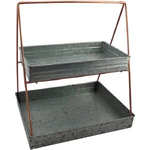 Manhattan Lane - Galvanized Metal 2 Tiered Rectangular Serving Tray - Gray Manhattan Lane - Galvanized Metal 2 Tiered Rectangular Serving Tray - Gray