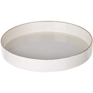 Manhattan Lane - Mimosa Plastic Round Tray, Gold Accented Trims - White Manhattan Lane - Mimosa Plastic Round Tray, Gold Accented Trims - White