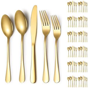 Dazzed Corner - Silverware Set 60 Pieces Service for 12, Flatware Set - Gold Dazzed Corner - Silverware Set 60 Pieces Service for 12, Flatware Set - Gold