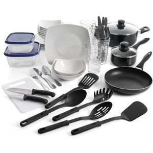 Gibson - All U Need 45 Piece Dinnerware Cookware Combo Set - White Gibson - All U Need 45 Piece Dinnerware Cookware Combo Set - White