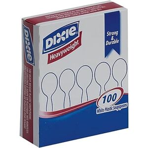 Dixie - Plastic Soup Spoon, 6" Heavy-Weight, 100/Box - White Dixie - Plastic Soup Spoon, 6" Heavy-Weight, 100/Box - White