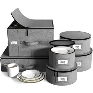 Sorbus - China Storage Containers 6-Piece Set - Hard Shell Dinnerware Organizer for Plates, Glasses, Mugs & Saucers - Gray Sorbus - China Storage Containers 6-Piece Set - Hard Shell Dinnerware Organizer for Plates, Glasses, Mugs & Saucers - Gray